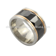 Vente en gros 2014 haute polonaise nouvelle mode bon marché en acier inoxydable de haute qualité anneau en céramique noire de fabricant de bijoux